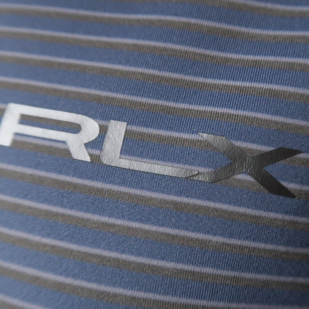 Ralph Lauren RLX Blue Striped Performance Stretch Polo (L) ⛳️ ⛳️ ⛳️
